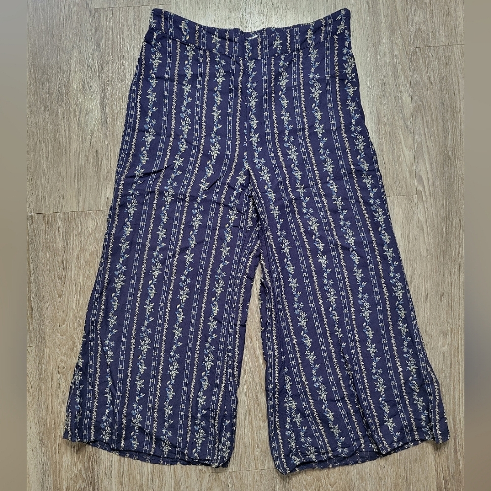Anthropologie Feather Bone Cropped Wide Leg Floral Palazzo Pants Floral Boho 10